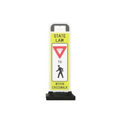 Eastern Metal Signs And Safety Vertical Crosswalk Sign, YIELD TO PEDESTRIAN, 2 12W x 36H V-Panels, 37lbs U-Base VP-6536-YIELD-FB